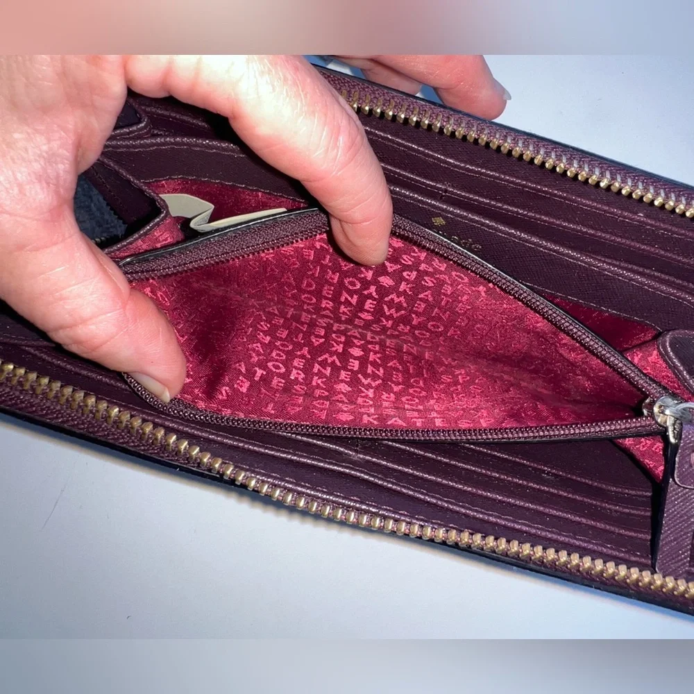Kate Spade Neda Laurel Way Zip Around Leather Wallet in Deep Plum‎